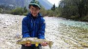 Spanish guests and Marble trout S,  April 2017, Slovenia fly fishing